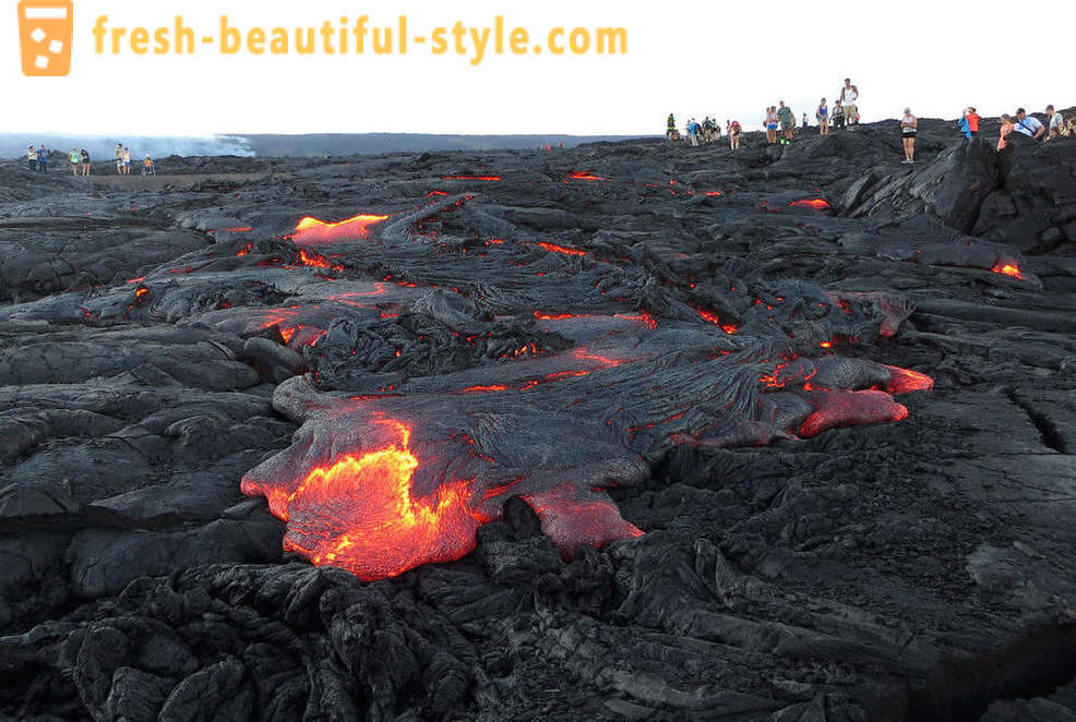Vulkanické lávové prúdy z Kilauea na Havaji