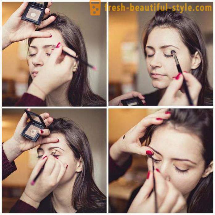 Príležitostná make-up pre hnedé oči krok za krokom